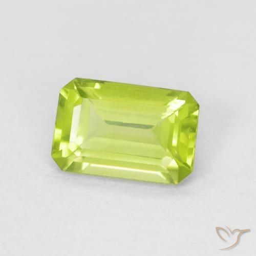 0.58 ct Green Peridot Stone, Natural Peridot in Octagon Step Cut Shape for Sale