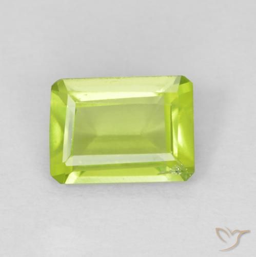 0.93ct Natural Bright Green Peridot, Emerald Cut, VS
