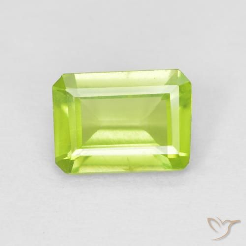 0.90ct Natural Bright Green Peridot, Emerald Cut, VS