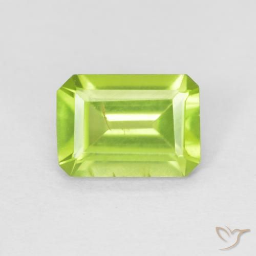 0.99ct Natural Bright Green Peridot, Emerald Cut, VS