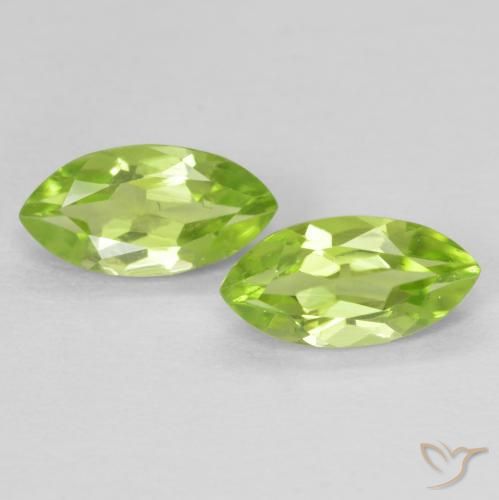 1.24 ctw Green Peridot Stones, Natural Peridot in Marquise Facet Shape for Sale