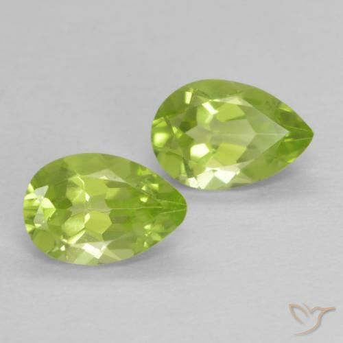 0.91 ctw Green Peridot Stones, Natural Peridot in Pear Facet Shape for Sale