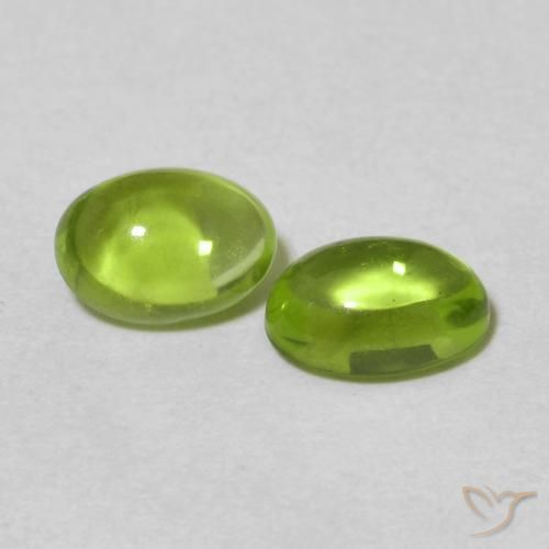 1.30 ctw Green Peridot Stones, Natural Peridot in Oval Cabochon Shape for Sale