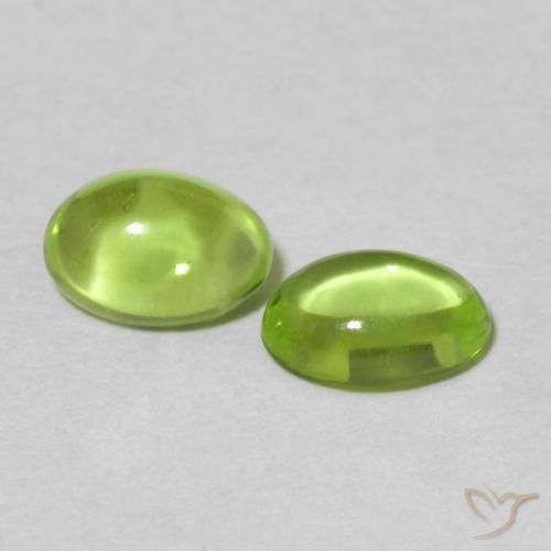 1.12 ctw Green Peridot Stones, Natural Peridot in Oval Cabochon Shape for Sale