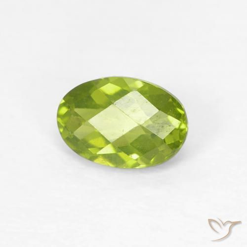0.62 ct Green Peridot Stone, Natural Peridot in Oval Checkerboard Shape for Sale