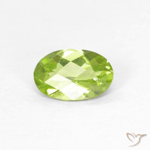0.44 ct Green Peridot Stone, Natural Peridot in Oval Checkerboard Shape for Sale