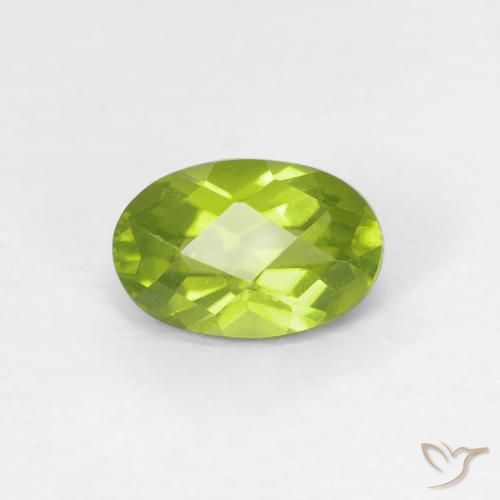0.62ct Natural Bright Green Peridot, Oval, VVS-VS