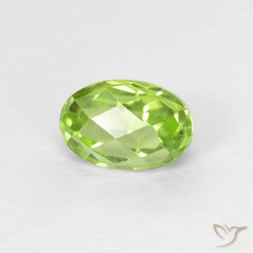 0.77ct Natural Light Lively Green Peridot, Oval, VVS-VS