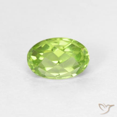 0.77 ct Green Peridot Stone, Natural Peridot in Oval Checkerboard Shape for Sale