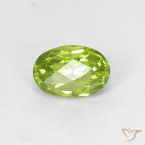 0.72ct Natural Bright Green Peridot, Oval, VVS-VS
