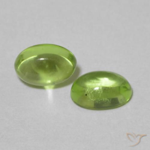 1.18 ctw Green Peridot Stones, Natural Peridot in Oval Cabochon Shape for Sale