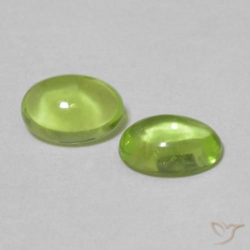 1.14 ctw Green Peridot Stones, Natural Peridot in Oval Cabochon Shape for Sale