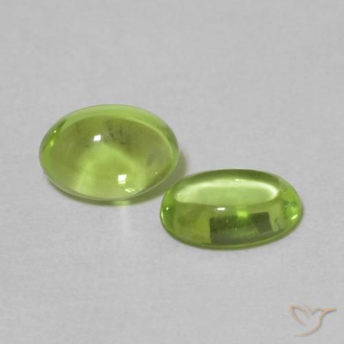 1.11 ctw Green Peridot Stones, Natural Peridot in Oval Cabochon Shape for Sale