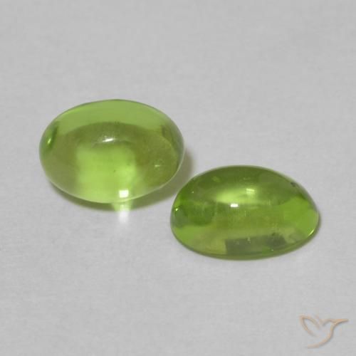 1.35 ctw Green Peridot Stones, Natural Peridot in Oval Cabochon Shape for Sale
