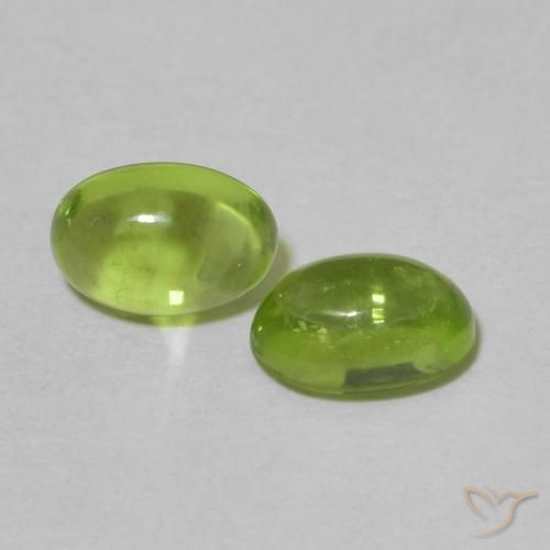 1.25 ctw Green Peridot Stones, Natural Peridot in Oval Cabochon Shape for Sale
