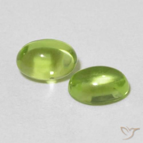 1.20 ctw Green Peridot Stones, Natural Peridot in Oval Cabochon Shape for Sale