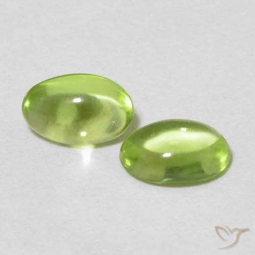 0.99 ctw Green Peridot Stones, Natural Peridot in Oval Cabochon Shape for Sale