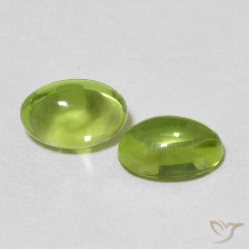 1.18 ctw Green Peridot Stones, Natural Peridot in Oval Cabochon Shape for Sale