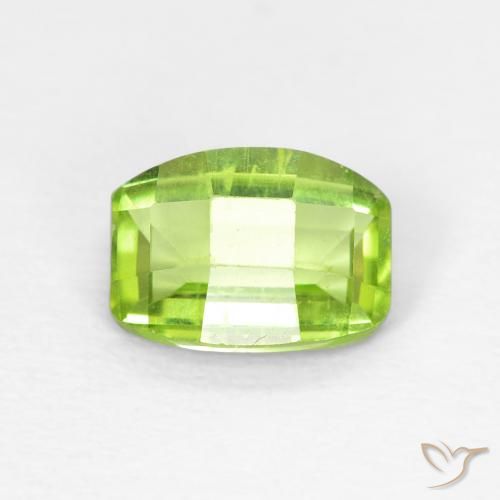 1.05 ct Green Peridot Stone, Natural Peridot in Cushion Checkerboard Shape for Sale
