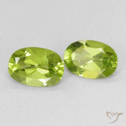1.68 ctw Green Peridot Stones, Natural Peridot in Oval Facet Shape for Sale