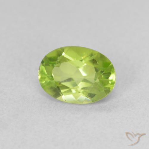 0.96 ct Green Peridot Stone, Natural Peridot in Oval Facet Shape for Sale