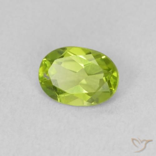 0.86 ct Green Peridot Stone, Natural Peridot in Oval Facet Shape for Sale