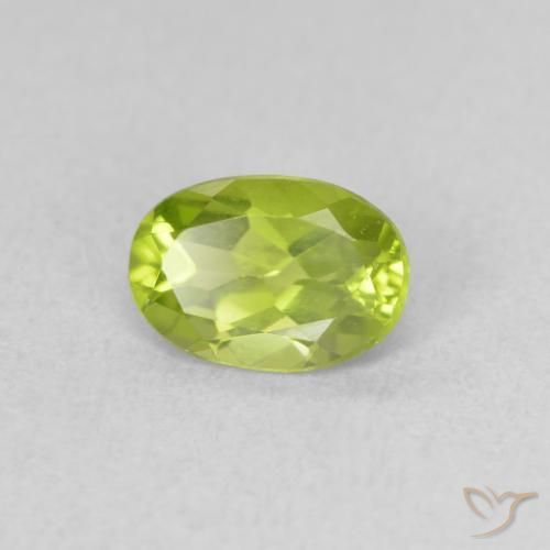 0.83 ct Green Peridot Stone, Natural Peridot in Oval Facet Shape for Sale