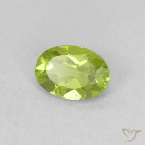 0.95 ct Green Peridot Stone, Natural Peridot in Oval Facet Shape for Sale