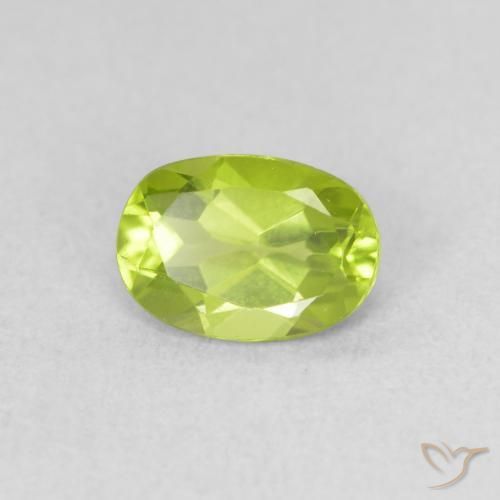 0.91 ct Green Peridot Stone, Natural Peridot in Oval Facet Shape for Sale