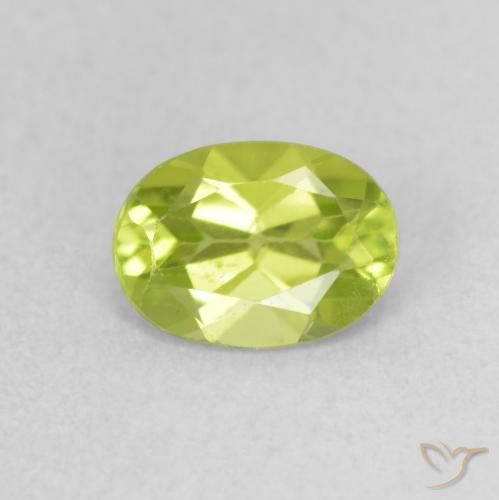 0.87 ct Green Peridot Gemstone, Peridot Gem in Oval Facet Shape for Sale.
