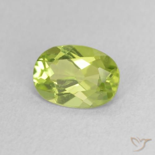 0.85 ct Green Peridot Stone, Natural Peridot in Oval Facet Shape for Sale