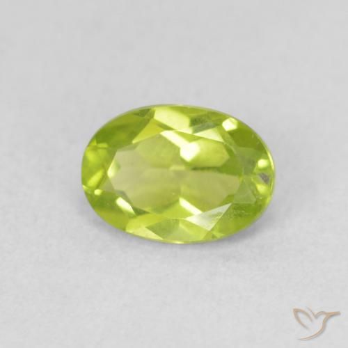 0.87 ct Green Peridot Stone, Natural Peridot in Oval Facet Shape for Sale