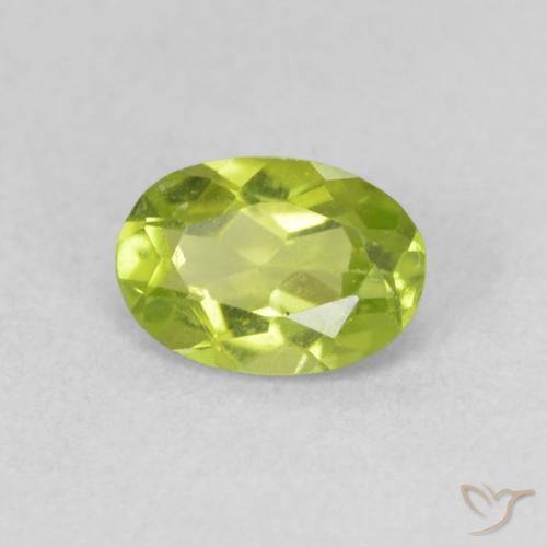 0.84 ct Green Peridot Stone, Natural Peridot in Oval Facet Shape for Sale