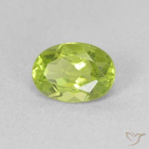 0.95 ct Green Peridot Stone, Natural Peridot in Oval Facet Shape for Sale