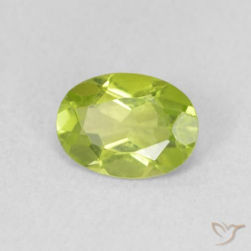 0.81 ct Green Peridot Stone, Natural Peridot in Oval Facet Shape for Sale