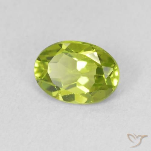 0.95 ct Green Peridot Stone, Natural Peridot in Oval Facet Shape for Sale