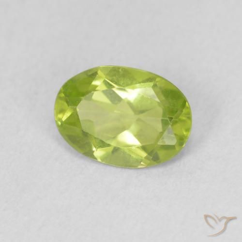 0.85 ct Green Peridot Stone, Natural Peridot in Oval Facet Shape for Sale