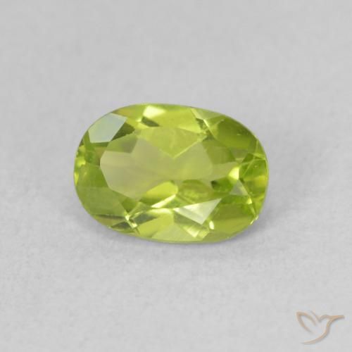 0.92 ct Green Peridot Stone, Natural Peridot in Oval Facet Shape for Sale
