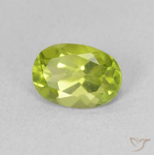 0.98 ct Green Peridot Stone, Natural Peridot in Oval Facet Shape for Sale