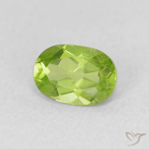 0.96 ct Green Peridot Stone, Natural Peridot in Oval Facet Shape for Sale