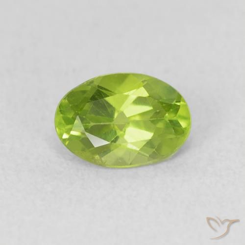 0.91 ct Green Peridot Stone, Natural Peridot in Oval Facet Shape for Sale