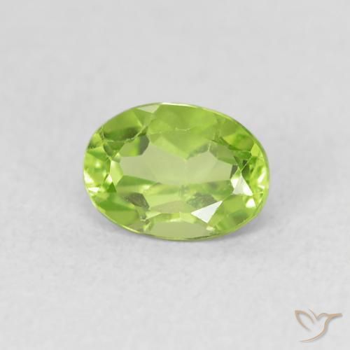 0.95 ct Green Peridot Stone, Natural Peridot in Oval Facet Shape for Sale