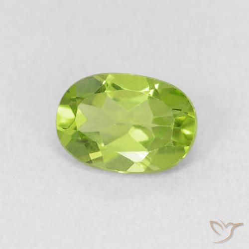 0.96 ct Green Peridot Stone, Natural Peridot in Oval Facet Shape for Sale
