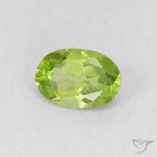 0.86 ct Green Peridot Stone, Natural Peridot in Oval Facet Shape for Sale
