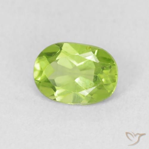 0.96 ct Green Peridot Stone, Natural Peridot in Oval Facet Shape for Sale