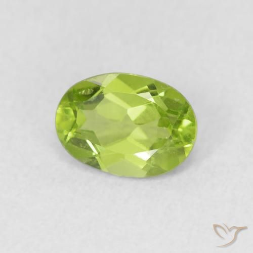 0.91 ct Green Peridot Stone, Natural Peridot in Oval Facet Shape for Sale