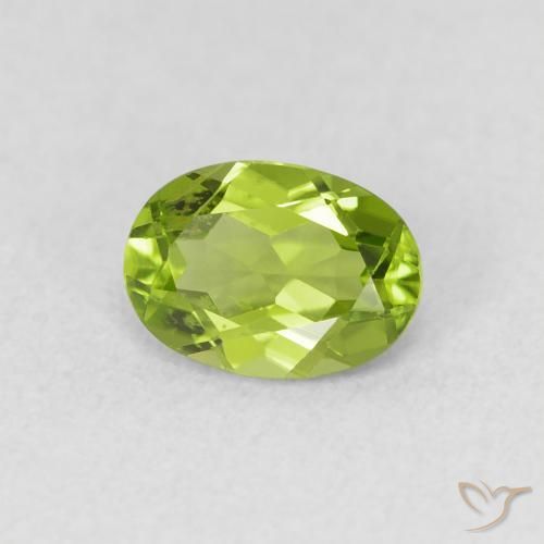 0.86 ct Green Peridot Stone, Natural Peridot in Oval Facet Shape for Sale