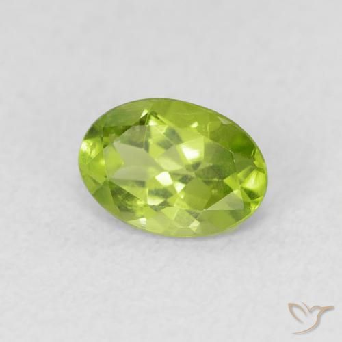 0.85 ct Green Peridot Stone, Natural Peridot in Oval Facet Shape for Sale
