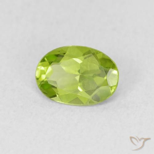 0.76 ct Green Peridot Stone, Natural Peridot in Oval Facet Shape for Sale