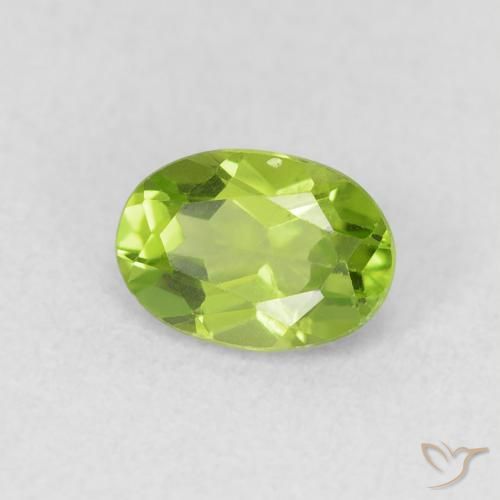 0.98 ct Green Peridot Stone, Natural Peridot in Oval Facet Shape for Sale